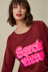 Savoir Vivre Sweatshirt - Bordeaux/Neon