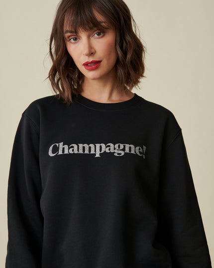 Champagne Sweatshirt - Schwarz/Glitzer