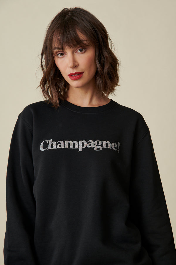 Champagne Sweatshirt - Schwarz/Glitzer