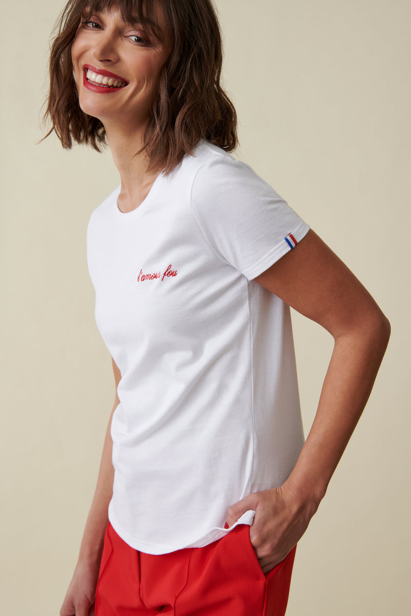 L`amour fou T-Shirt - Weiß / roter Stick