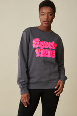 Savoir Vivre Sweatshirt - Grau/Neon