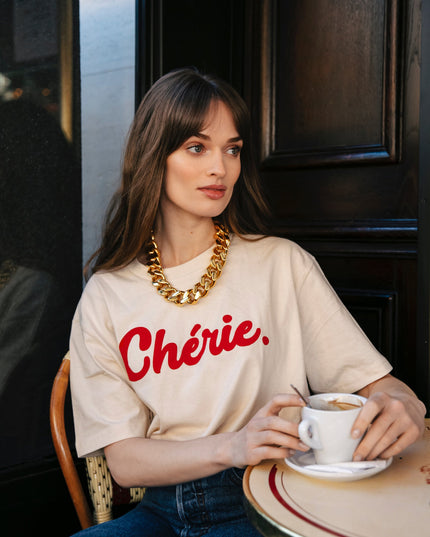 Chérie T-Shirt - Offwhite/Rot