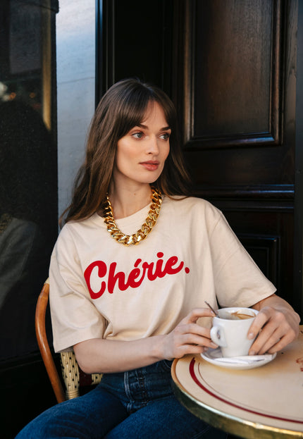 Chérie T-Shirt - Offwhite/Rot