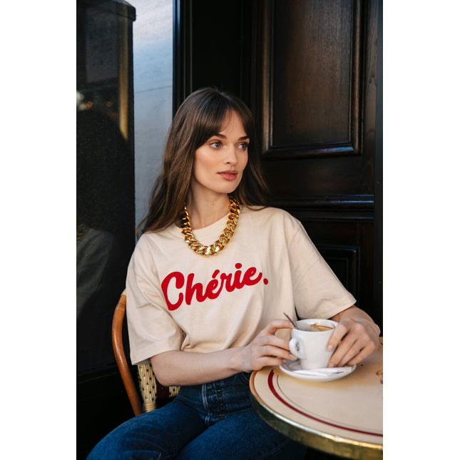 Chérie T-Shirt - Offwhite/Rot