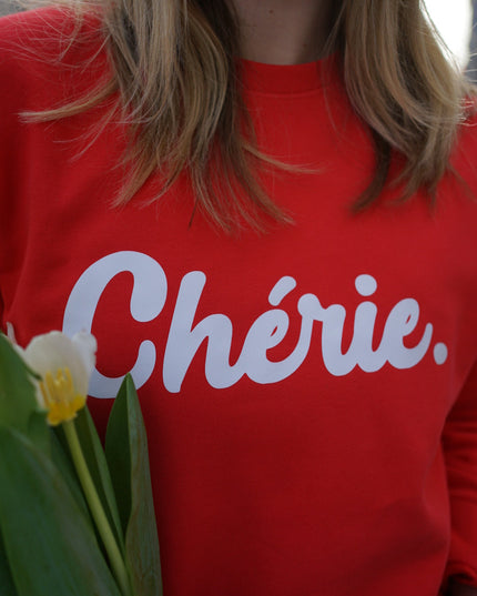 Chérie Sweater - Kirschrot/Weiß