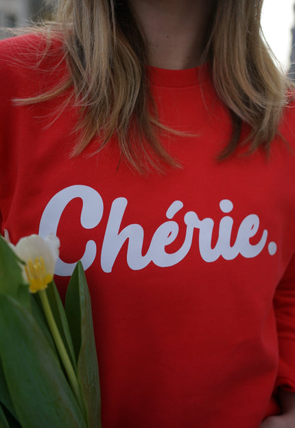 Chérie Sweatshirt - Kirschrot/Weiß