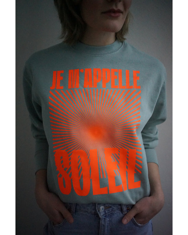 Je m'appelle Soleil Sweatshirt - Mint/Neon Orange