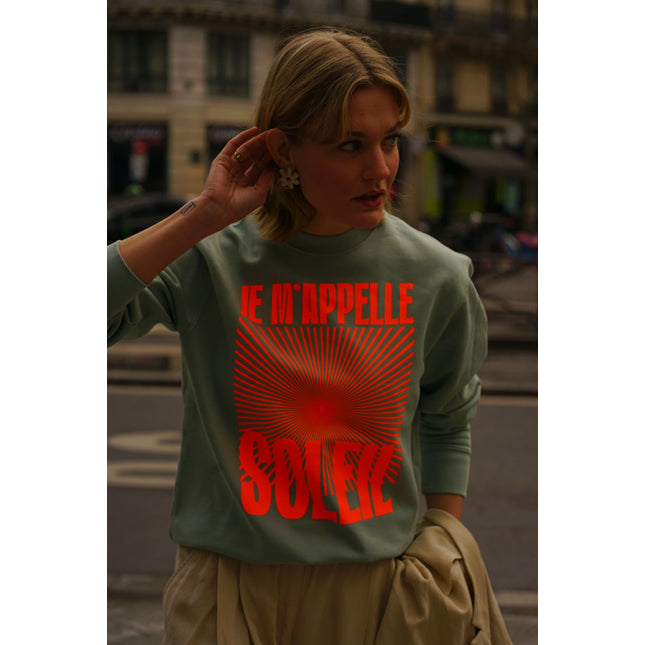 Je m'appelle Soleil Sweatshirt - Mint/Neon Orange