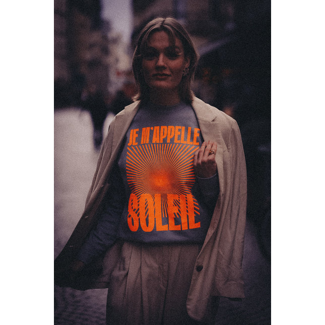 Je m'appelle Soleil Sweatshirt - Mint/Neon Orange