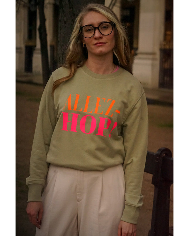 Allez-Hop! Sweatshirt - Salbei/Neon
