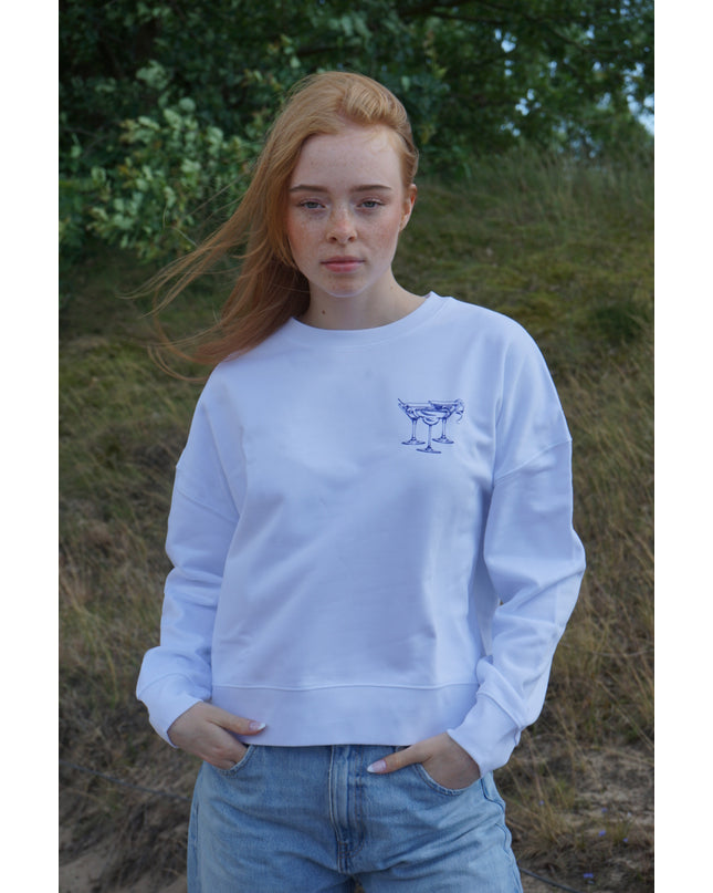 Cin cin backprint Sweatshirt- weiß