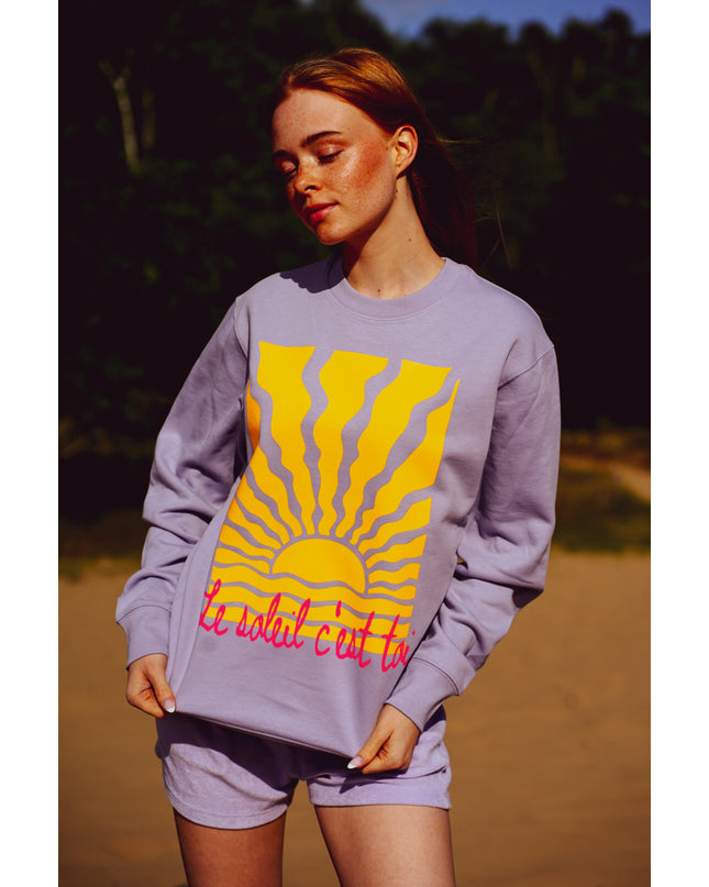 Le soleil c'est toi Sweatshirt - Lavendel / neon orange