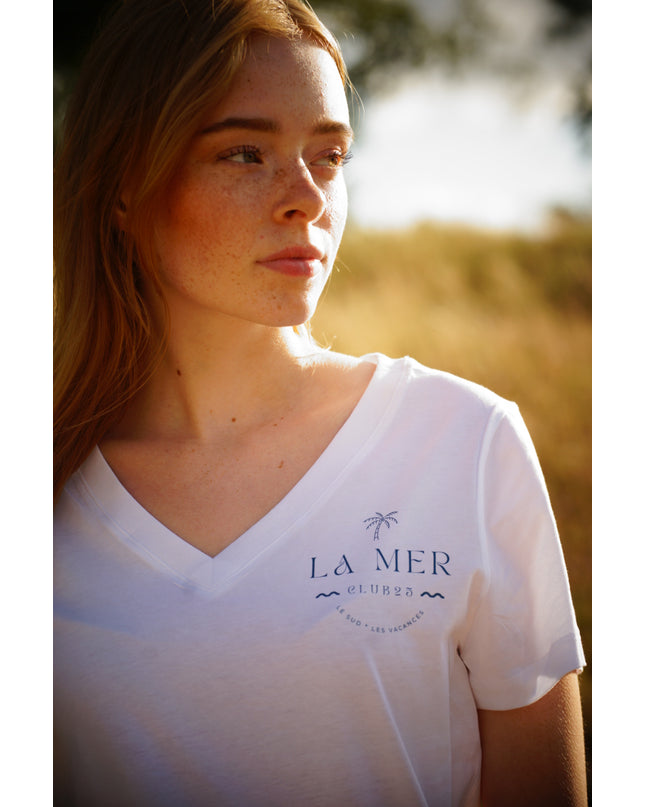 La mer T-Shirt mit V-Neck -Weiß