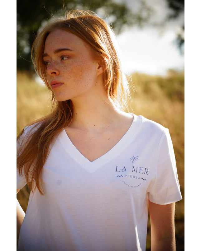 La mer T-Shirt mit V-Neck -Weiß