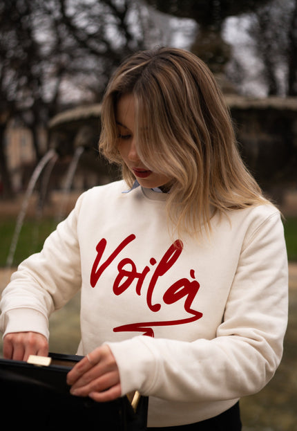 Voilà Sweatshirt - Offwhite/Rot