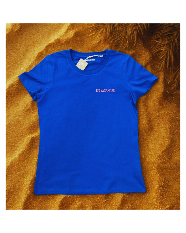 En Vacances T-Shirt limited edition- Blau/Neonorange
