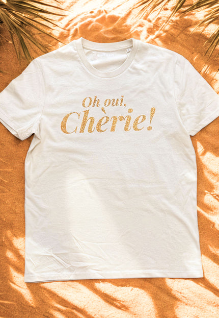 Oh oui, Chérie T-Shirt limited edition- Weiß/Gold Glitzer