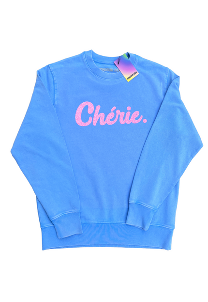 Chérie Sweatshirt - Vintage Himmelblau/Glitzer Rosa