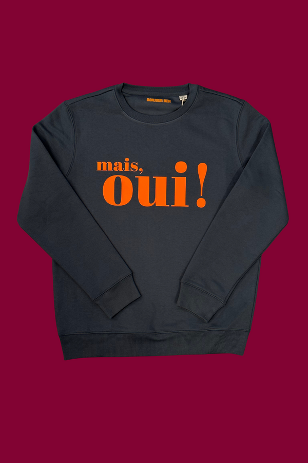 Mais, Oui! Sweatshirt - Stahlgrau/Neon Orange