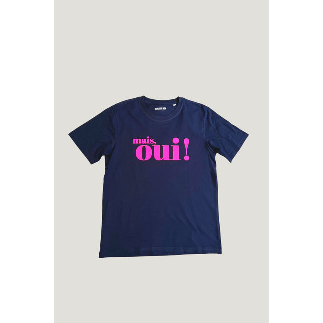 Mais, Oui! T-Shirt - Dunkelblau/Neon Pink