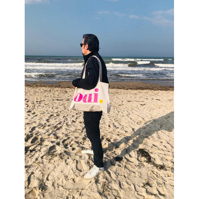 Oui. - Non. Baumwolltasche - Beige/Neon