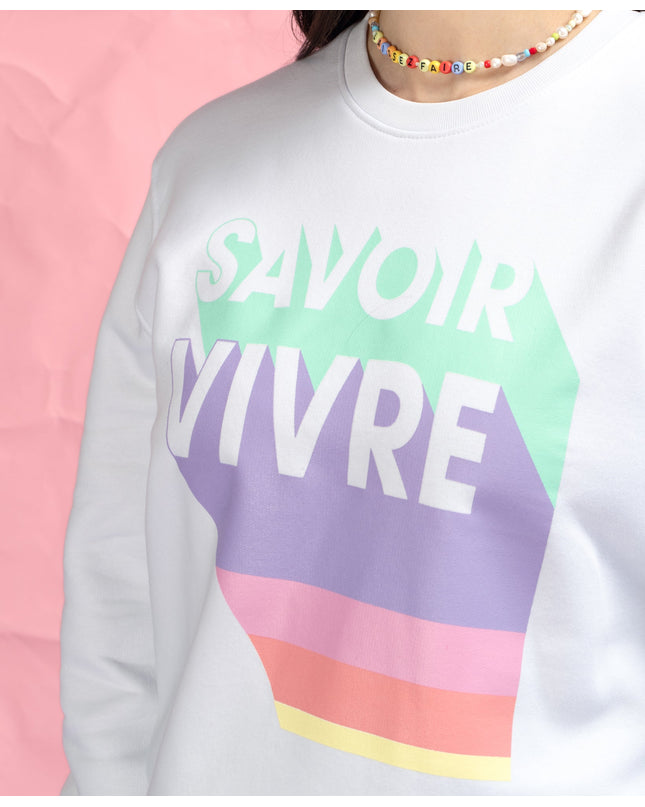 Savoir Vivre Sweatshirt - Weiß/Pastell