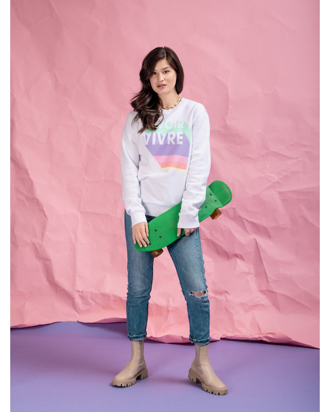 Savoir Vivre Sweatshirt - Weiß/Pastell