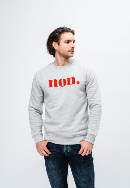 Non. Sweatshirt - Hellgrau/Rot