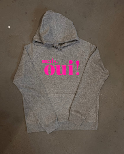 Mais Oui! Hoodie - hellgrau neon pink (limited edition)