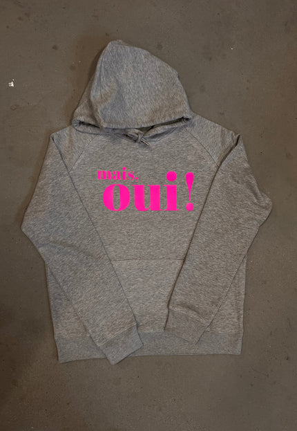 Mais Oui! Hoodie - Hellgrau / Neon PInk