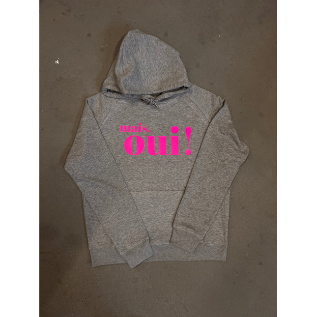 Mais Oui! Hoodie - Hellgrau / Neon PInk