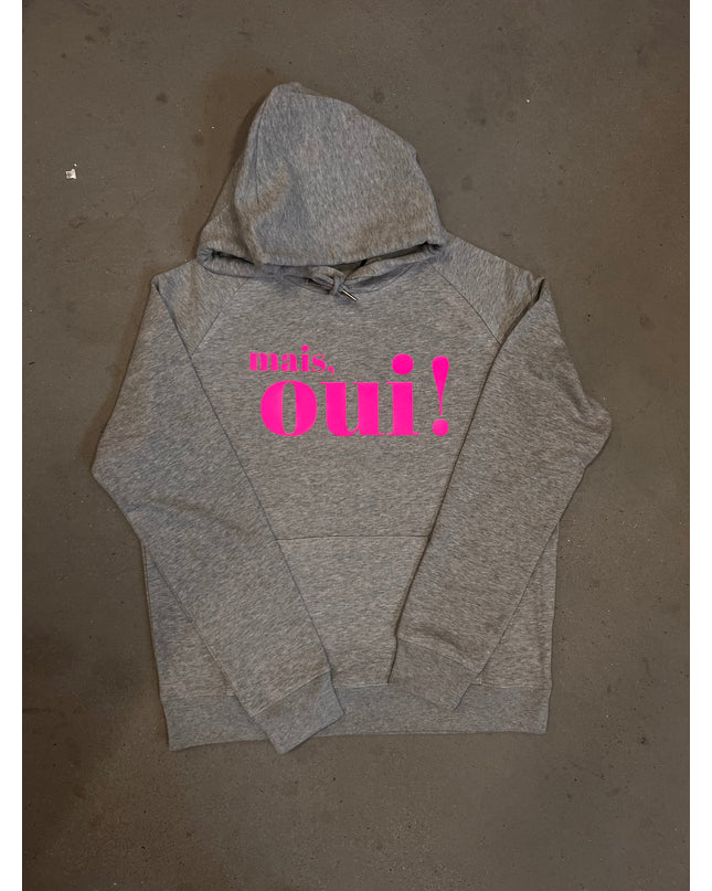 Mais Oui! Hoodie - Hellgrau / Neon PInk
