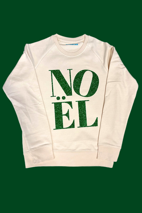 Noel Sweatshirt - Offwhite /Grün Glitzer