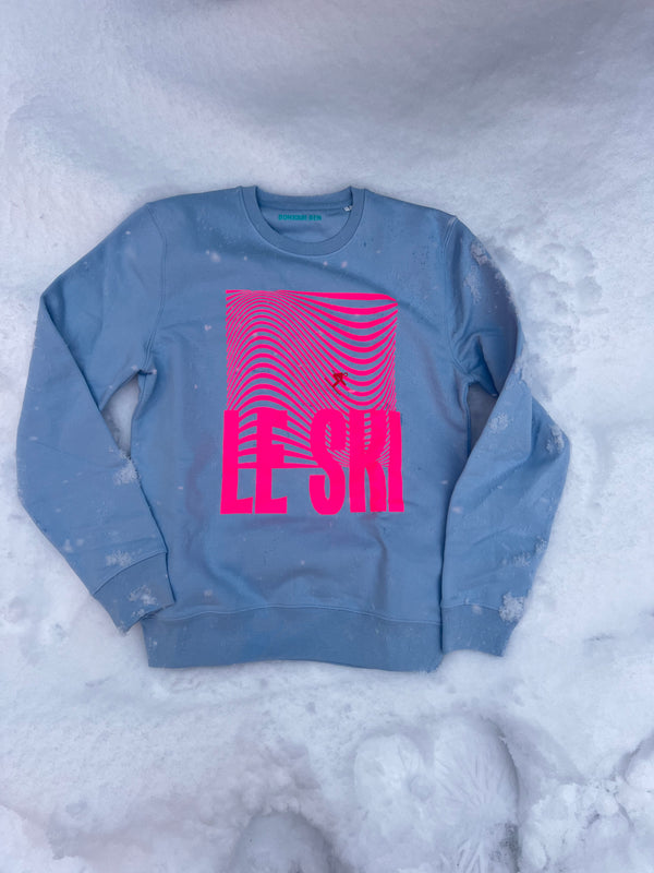 Le SKI Sweatshirt - Hellblau / Neon PInk
