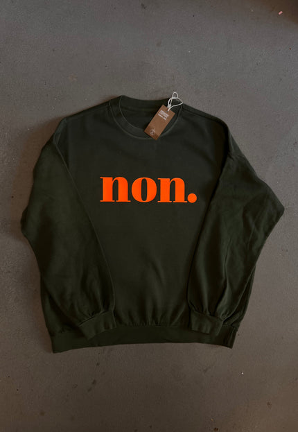 Non. Sweatshirt - Khaki / Neon Orange