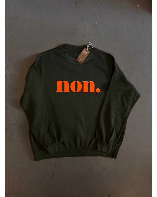 Non. Sweatshirt - Khaki / Neon Orange