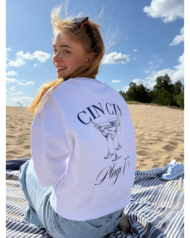 Cin cin backprint Sweatshirt- weiß