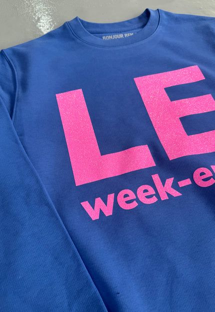 Le Week-End Sweatshirt - Veilchenblau/Glitzer Pink