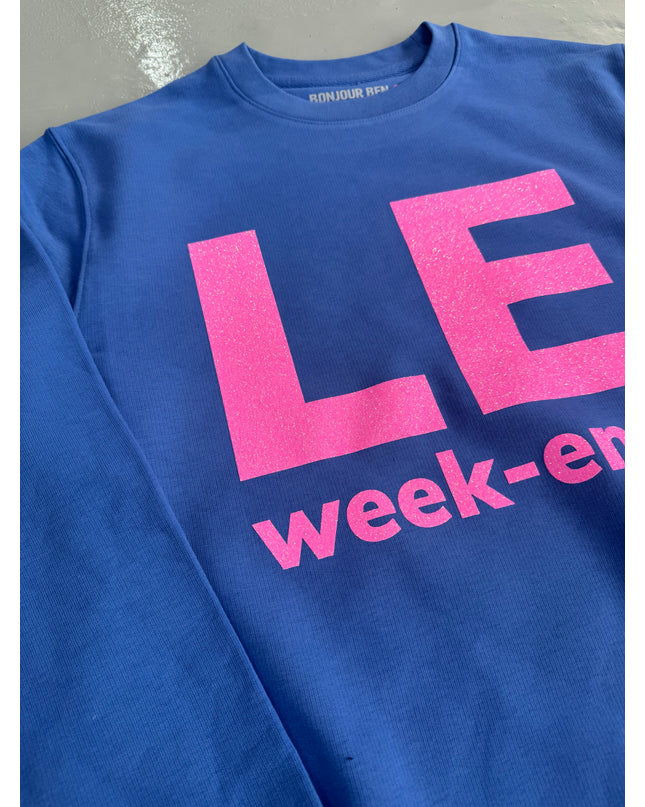 Le Week-End Sweatshirt - Veilchenblau/Glitzer Pink