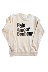 Paix, Amour, Bonheur Sweatshirt - Offwhite / schwarz
