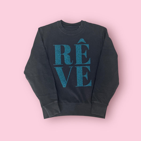 Reve Sweater - vintage black & lagoon glitter