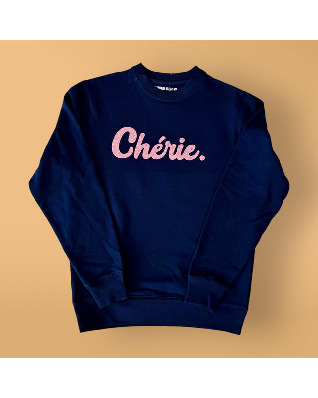Chérie Sweatshirt - Dunkelblau / Glitzer Rosa