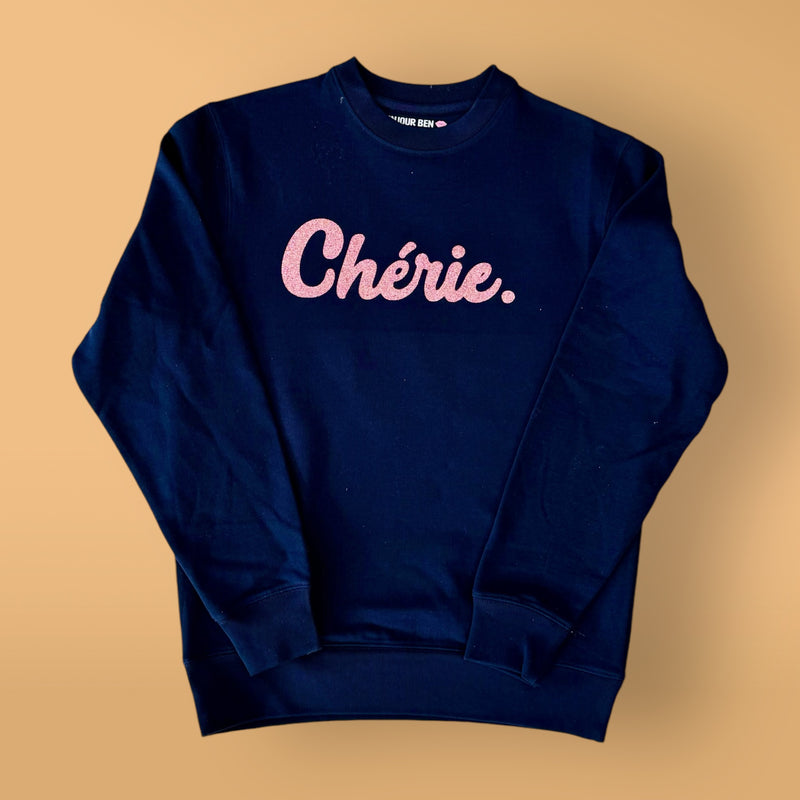 Chérie Sweatshirt - Navy/Rosa Glitzer