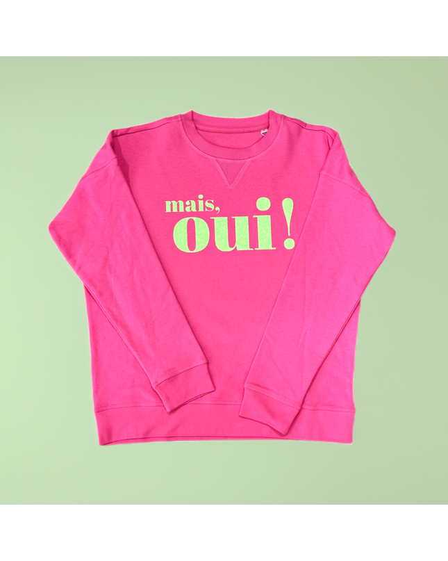 mais, oui! Sweatshirt - Pink / Glitzer Neongrün