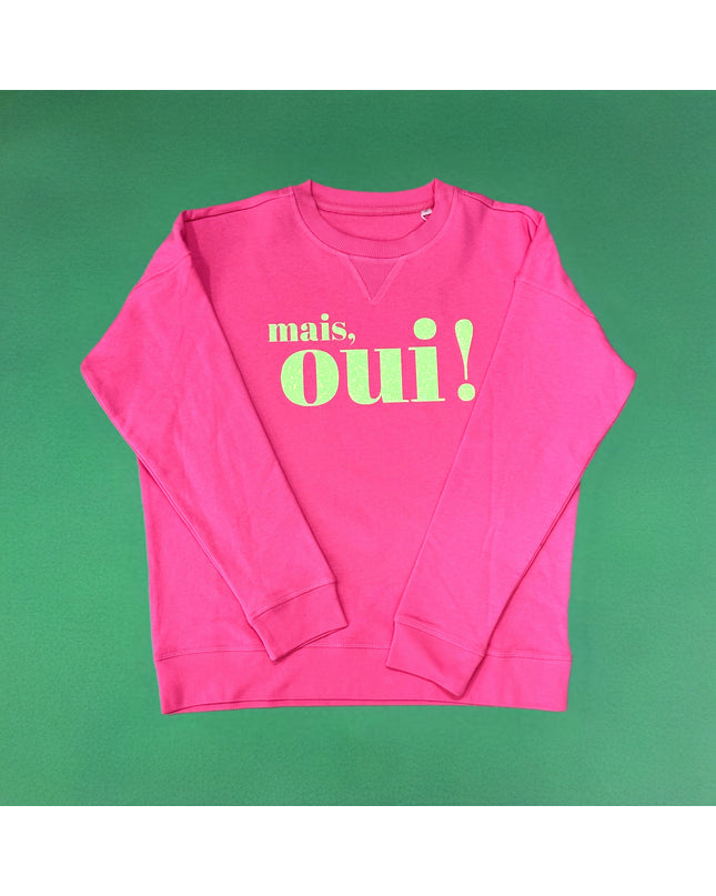 mais, oui! Sweatshirt - Pink / Glitzer Neongrün