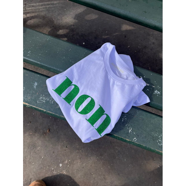 Non. T-Shirt - Weiß / Glitzer Grün