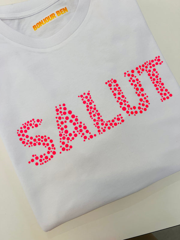 SALUT T-Shirt - weiß/ neon pink