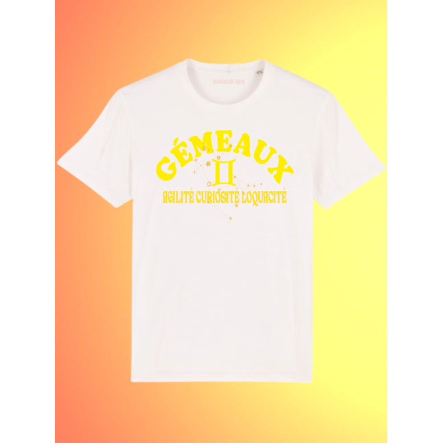 Sternzeichen T-Shirt Zwilling - Weiß/Gelb