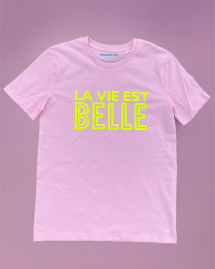 LA VIE EST BELLE - T-Shirt - Rosa / Neon gelb