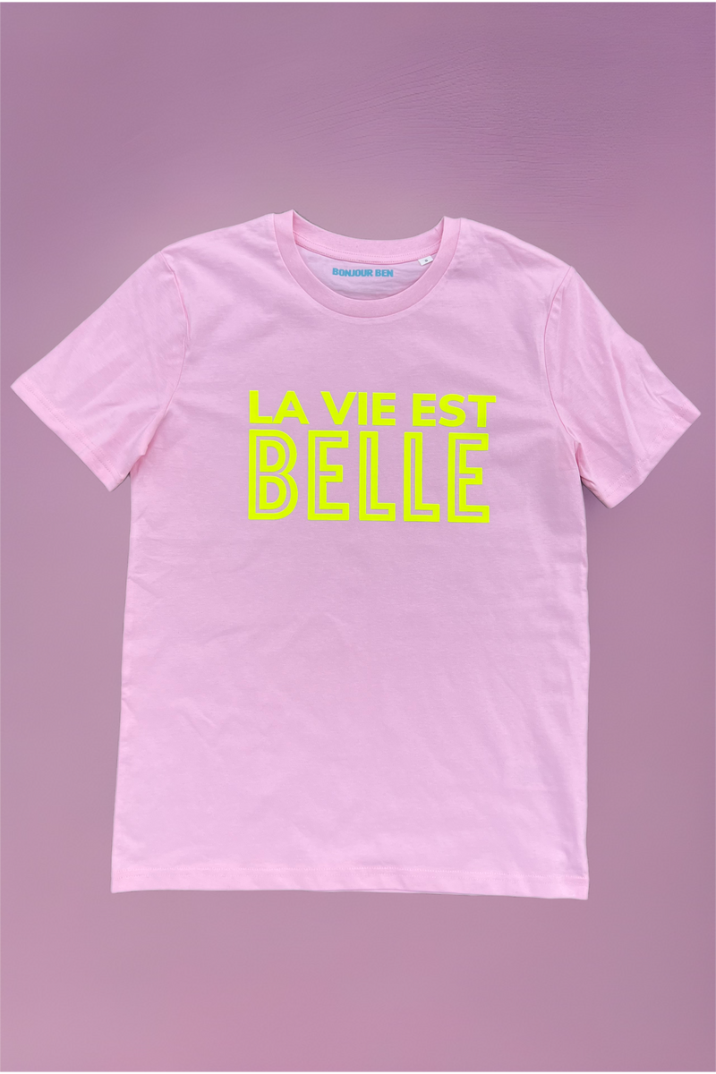 LA VIE EST BELLE - T-Shirt - Rosa / Neon gelb